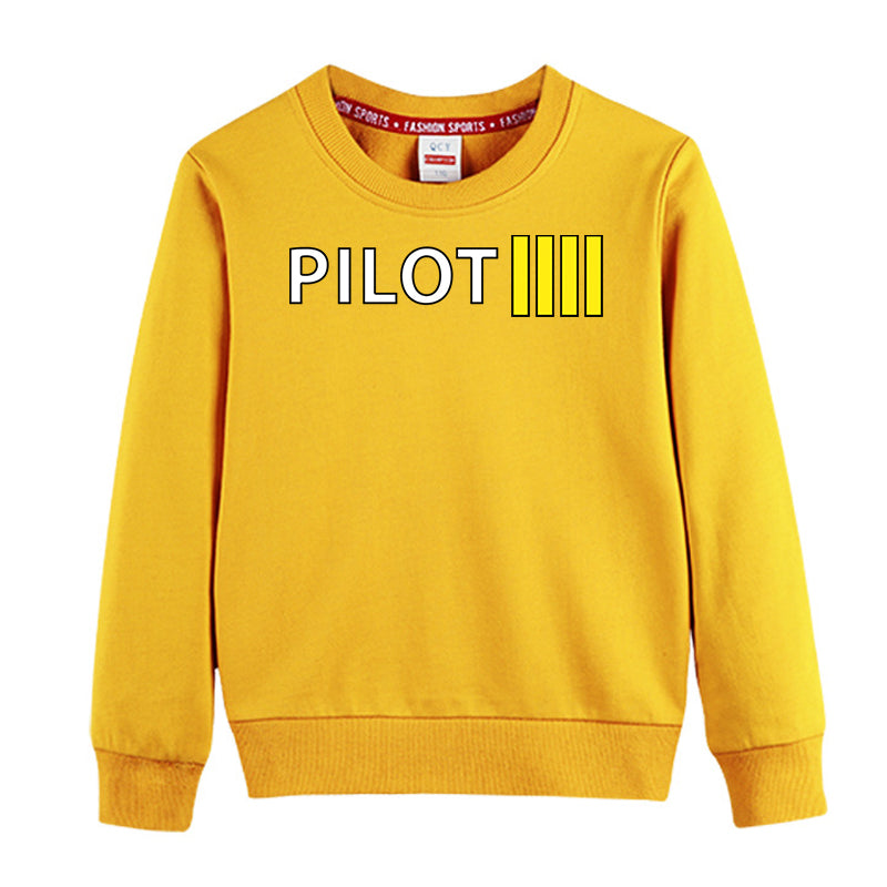 Pilot & Stripes (4 Lines) Designed "CHILDREN" Sweatshirts
