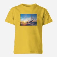 Thumbnail for Airliner Jet Cruising over Clouds Designed Children T-Shirts