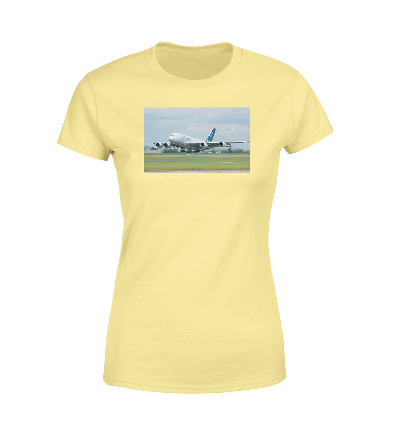 Departing Airbus A380 with Original Livery Designed Women T-Shirts