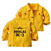 Thumbnail for Douglas DC-3 & Plane Designed Children Denim Jackets