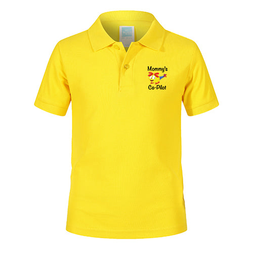 Mommy's Co-Pilot (Helicopter) Designed Children Polo T-Shirts