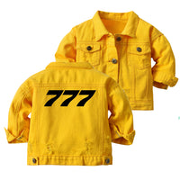 Thumbnail for 777 Flat Text Designed Children Denim Jackets