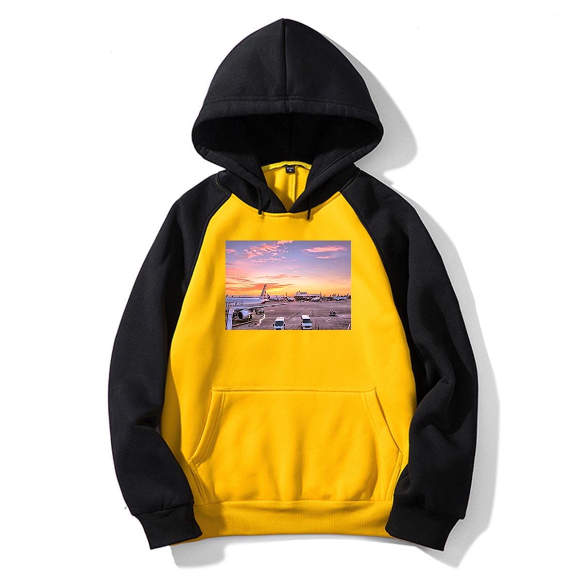 Airport Photo During Sunset Designed Colourful Hoodies