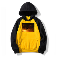Thumbnail for Beautiful Aircraft Landing at Sunset Designed Colourful Hoodies