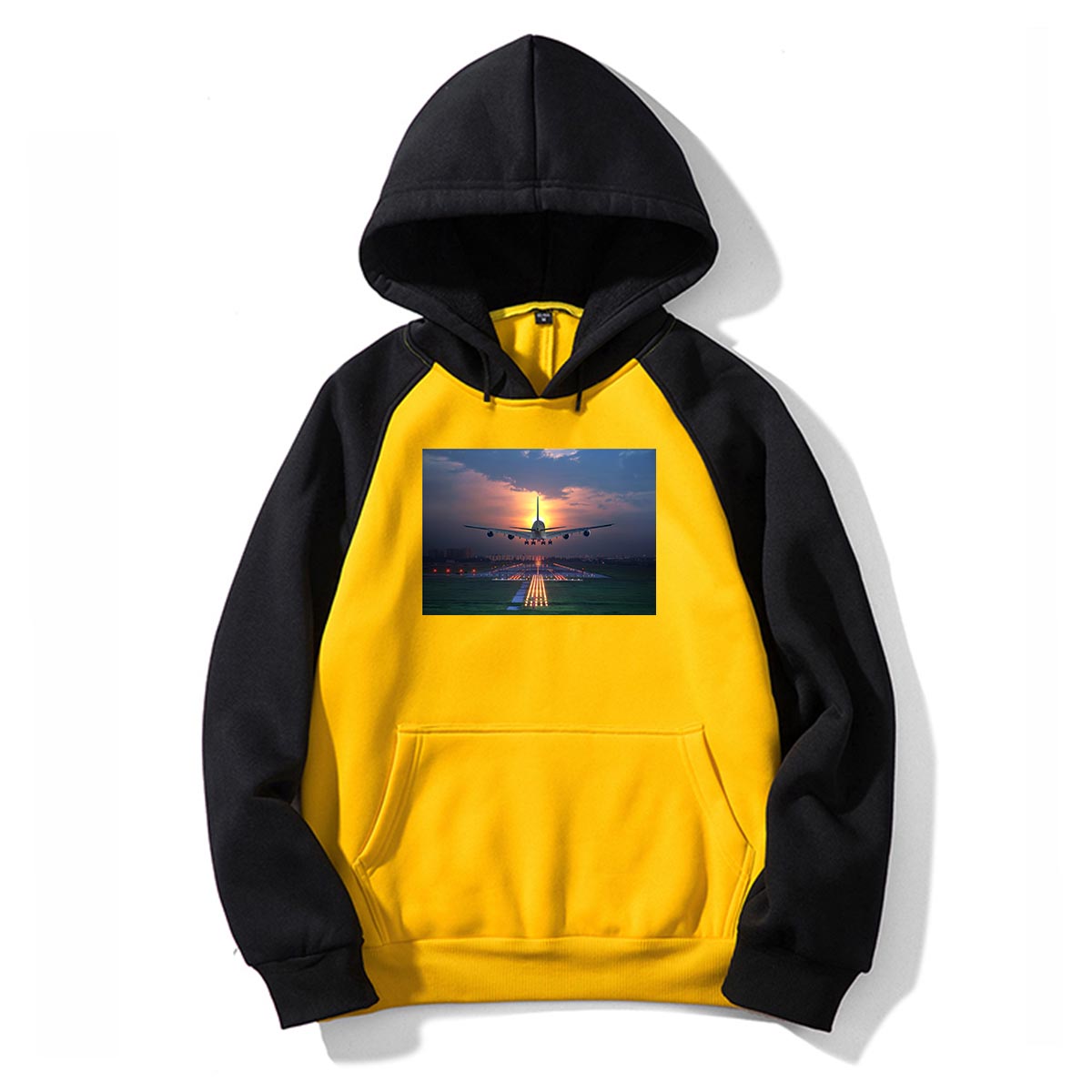 Super Airbus A380 Landing During Sunset Designed Colourful Hoodies