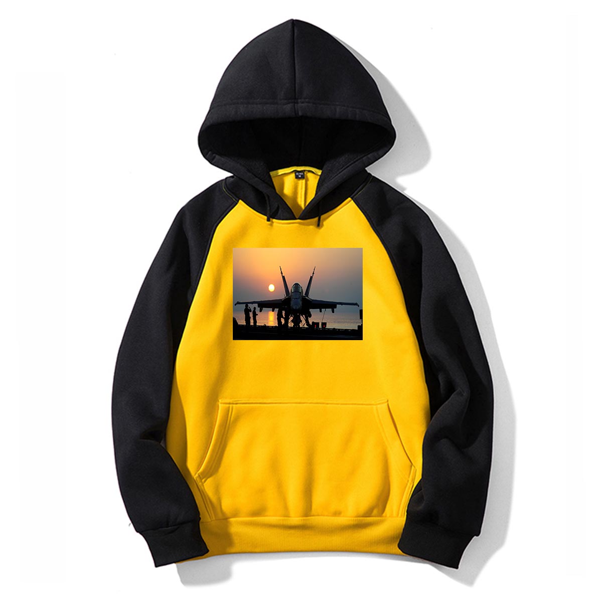 Military Jet During Sunset Designed Colourful Hoodies