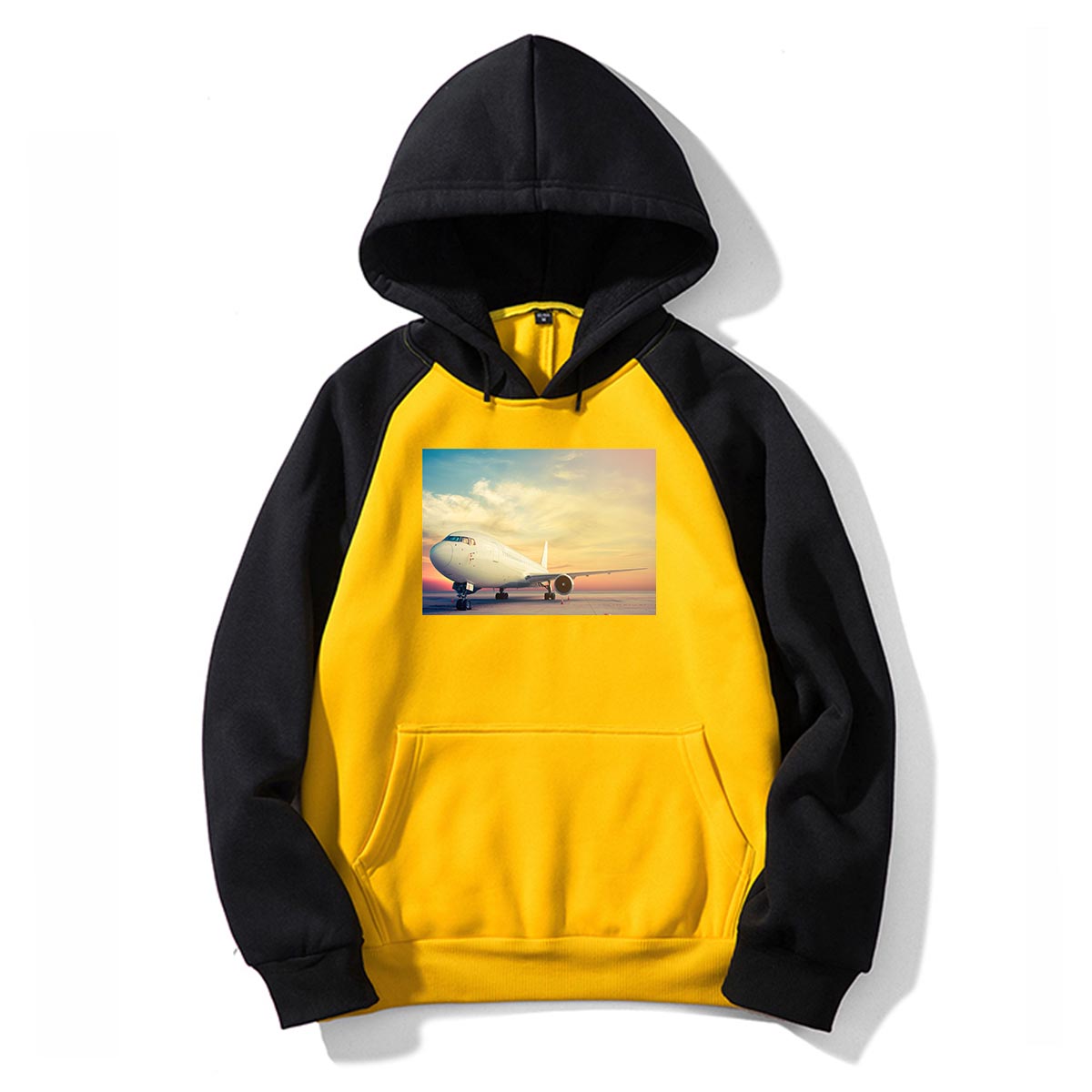 Old Airplane Parked During Sunset Designed Colourful Hoodies