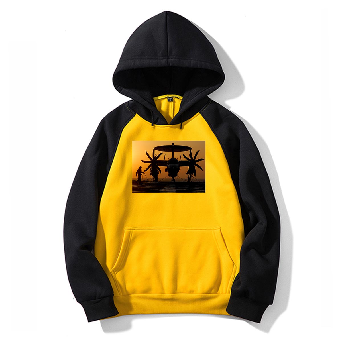 Military Plane at Sunset Designed Colourful Hoodies