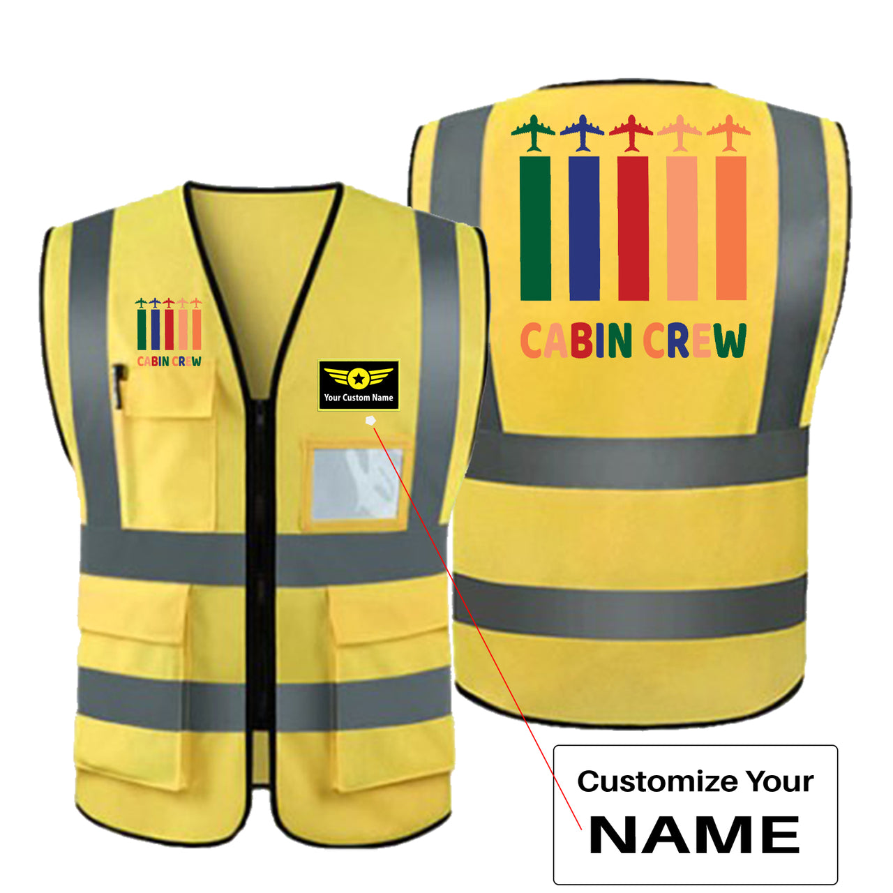 Colourful Cabin Crew Designed Reflective Vests