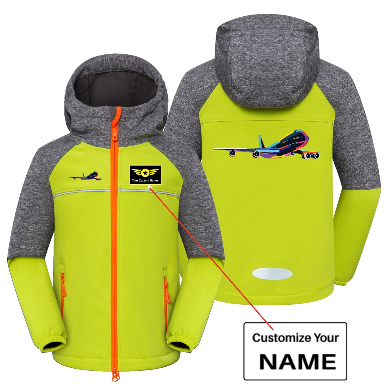 Multicolor Airplane Designed Children Polar Style Jackets