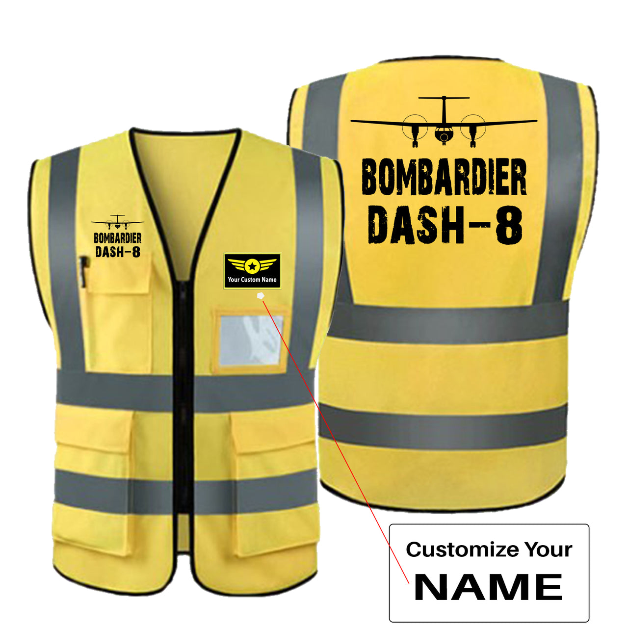 Bombardier Dash-8 & Plane Designed Reflective Vests