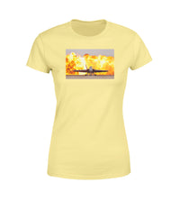 Thumbnail for Face to Face with Air Force Jet & Flames Designed Women T-Shirts