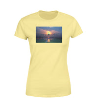 Thumbnail for Super Airbus A380 Landing During Sunset Designed Women T-Shirts