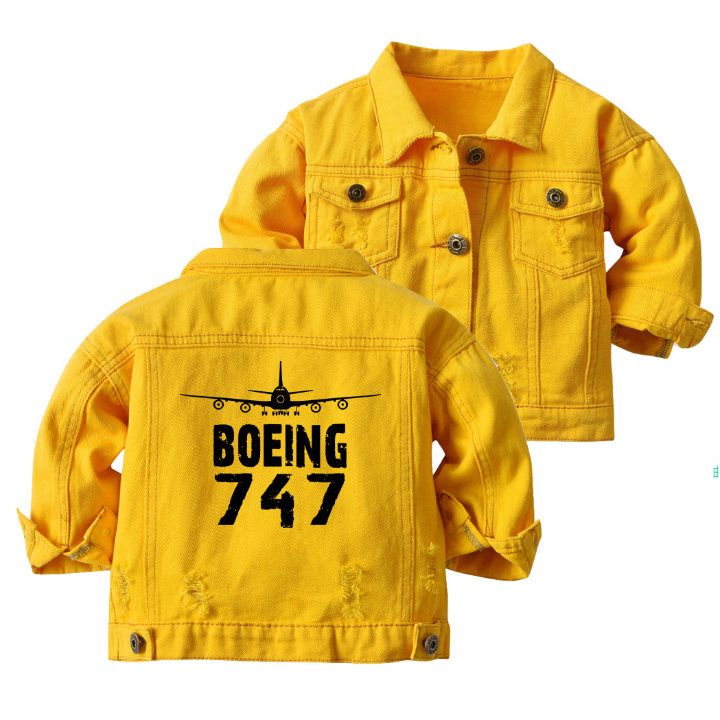 Boeing 747 & Plane Designed Children Denim Jackets