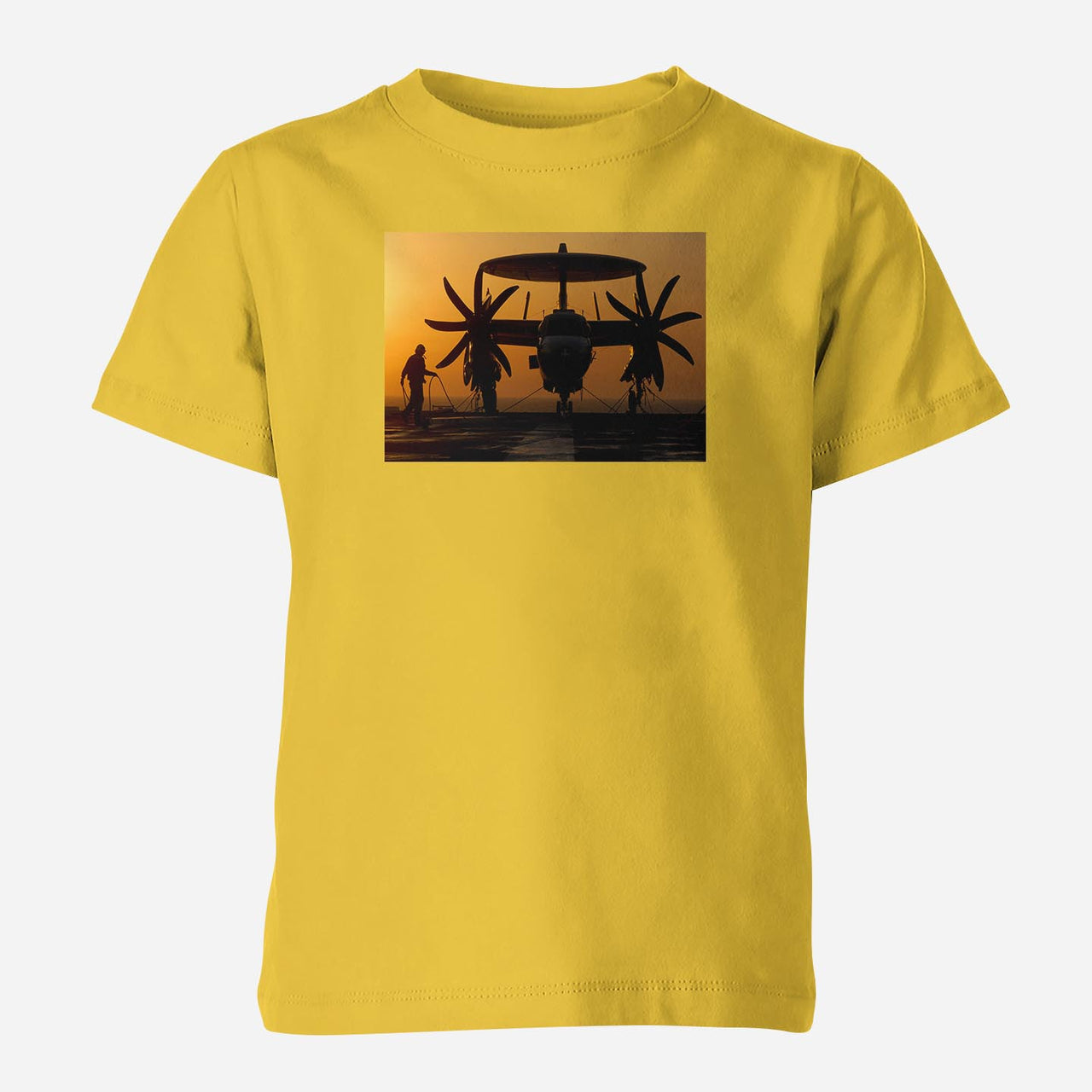 Military Plane at Sunset Designed Children T-Shirts