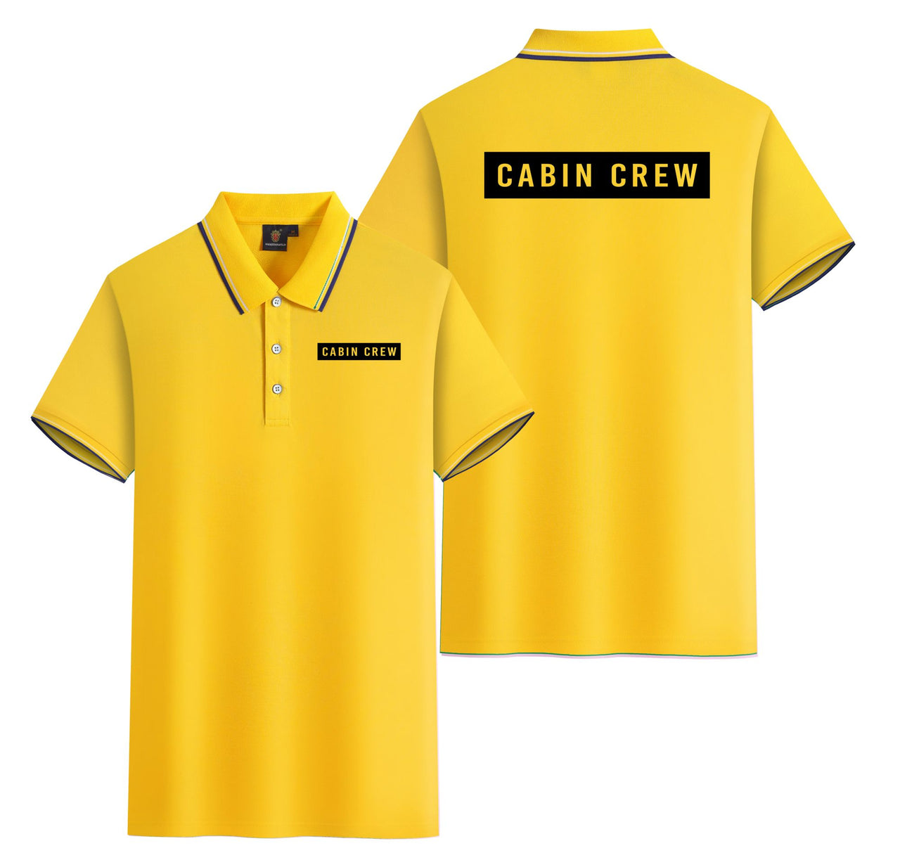 Cabin Crew Text Designed Stylish Polo T-Shirts (Double-Side)