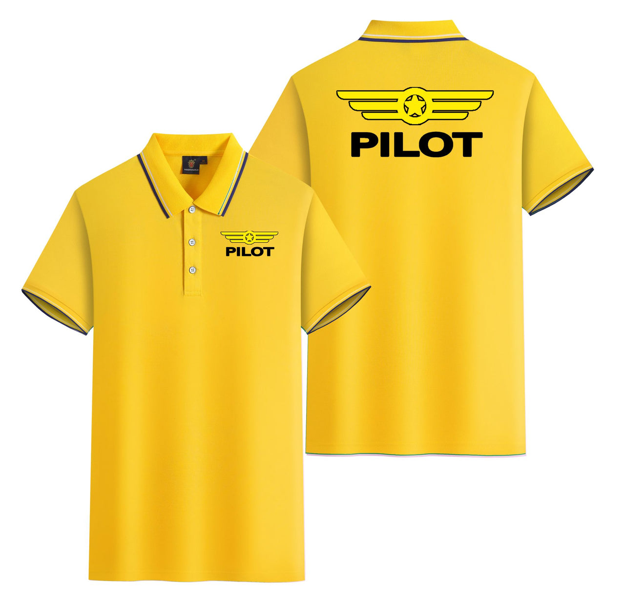Pilot & Badge Designed Stylish Polo T-Shirts (Double-Side)