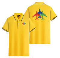 Thumbnail for Colourful 3 Airplanes Designed Stylish Polo T-Shirts (Double-Side)