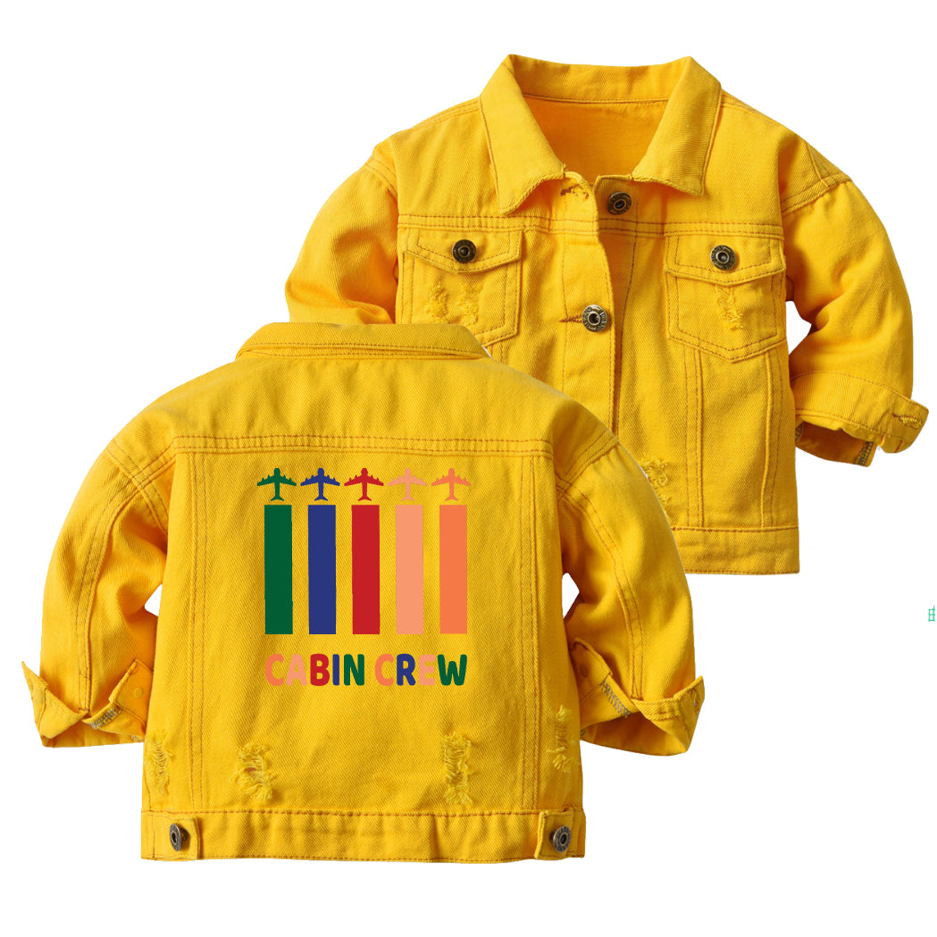 Colourful Cabin Crew Designed Children Denim Jackets