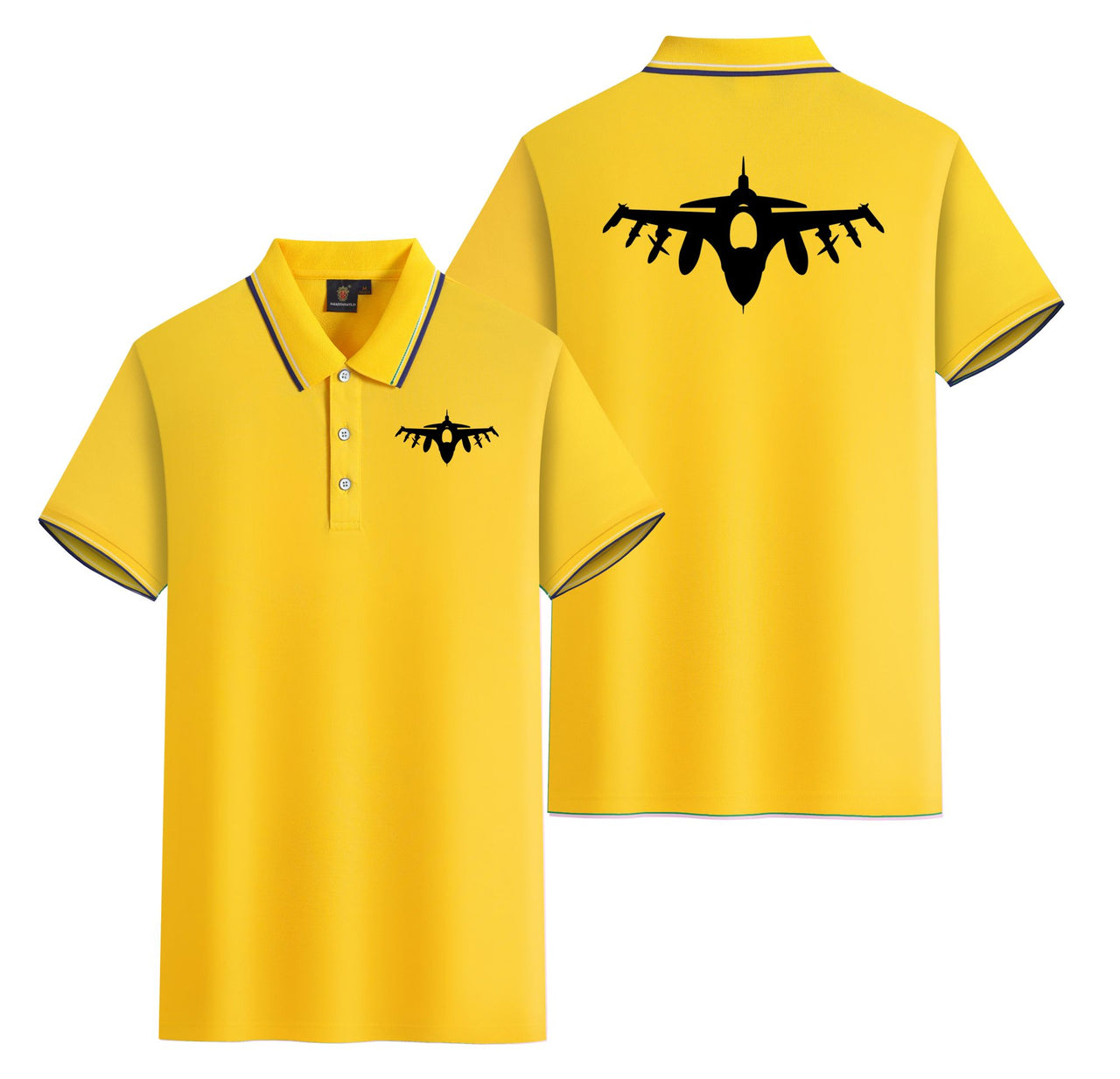 Fighting Falcon F16 Silhouette Designed Stylish Polo T-Shirts (Double-Side)