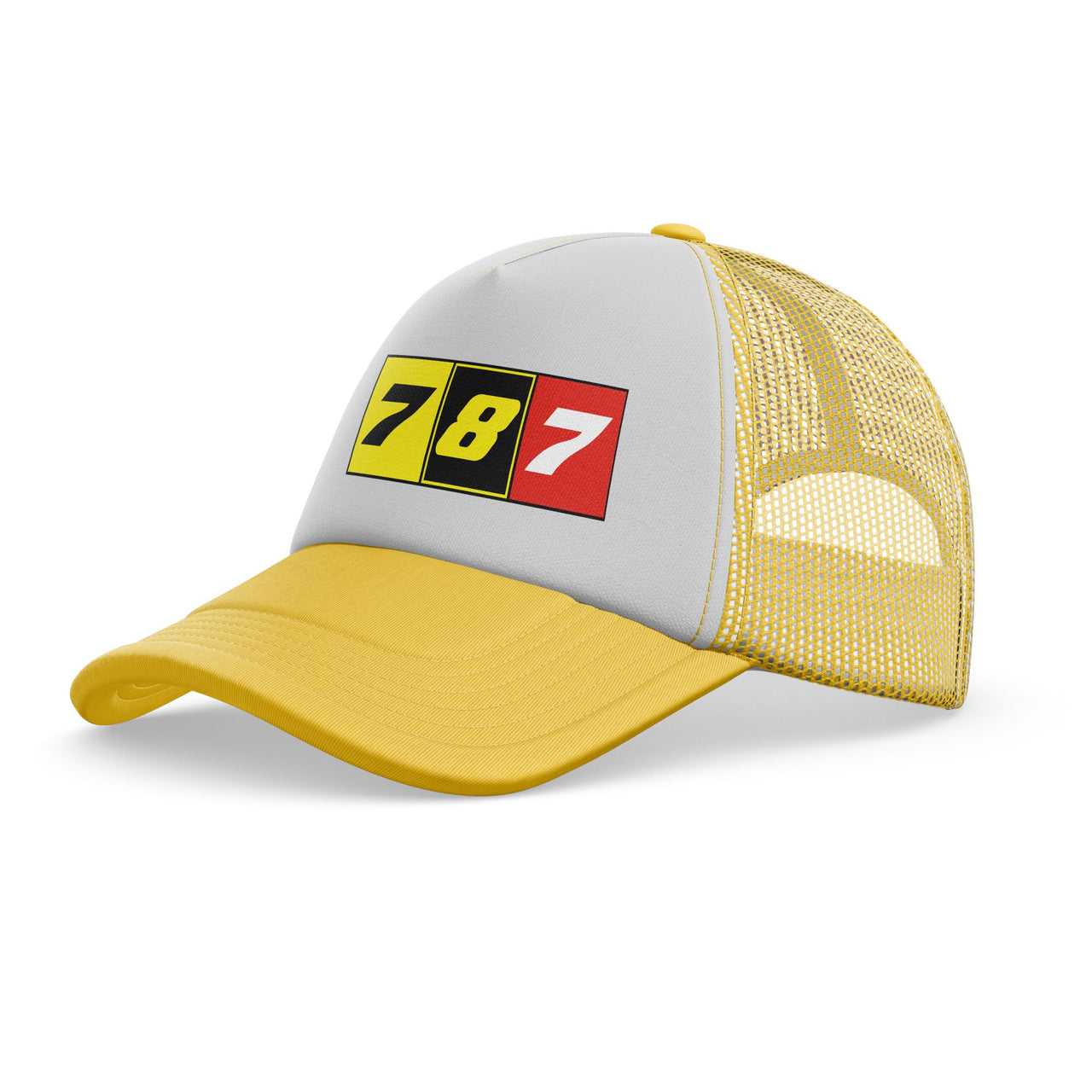 Flat Colourful 787 Designed Trucker Caps & Hats