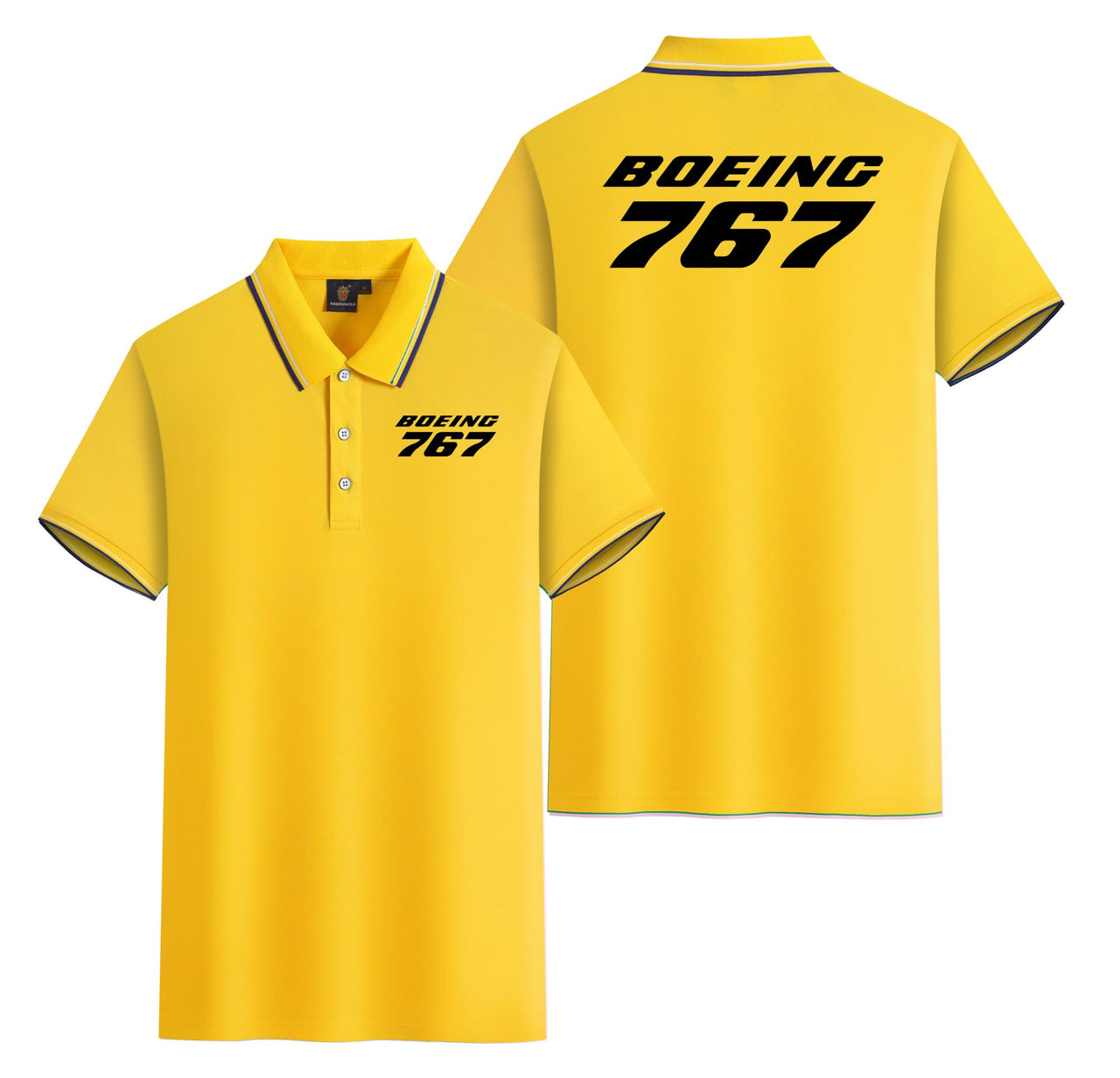 Boeing 767 & Text Designed Stylish Polo T-Shirts (Double-Side)