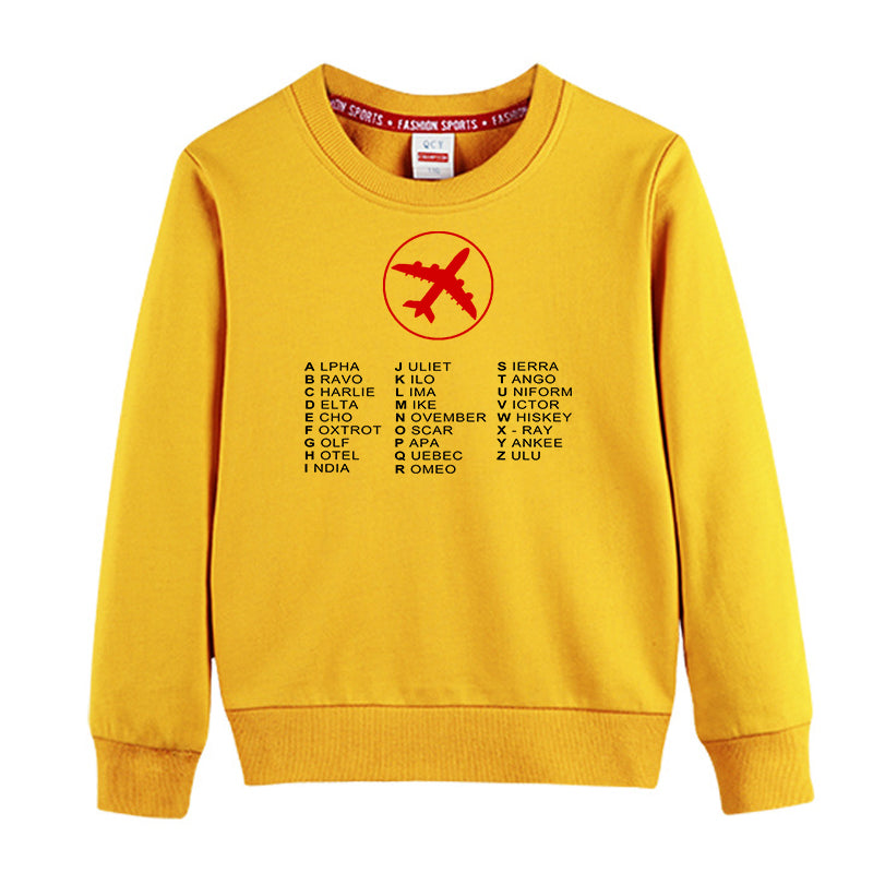 Aviation Alphabet 2 Designed "CHILDREN" Sweatshirts