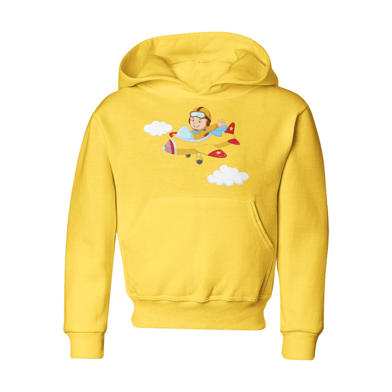 Cartoon Little Boy Operating Plane Designed "CHILDREN" Hoodies
