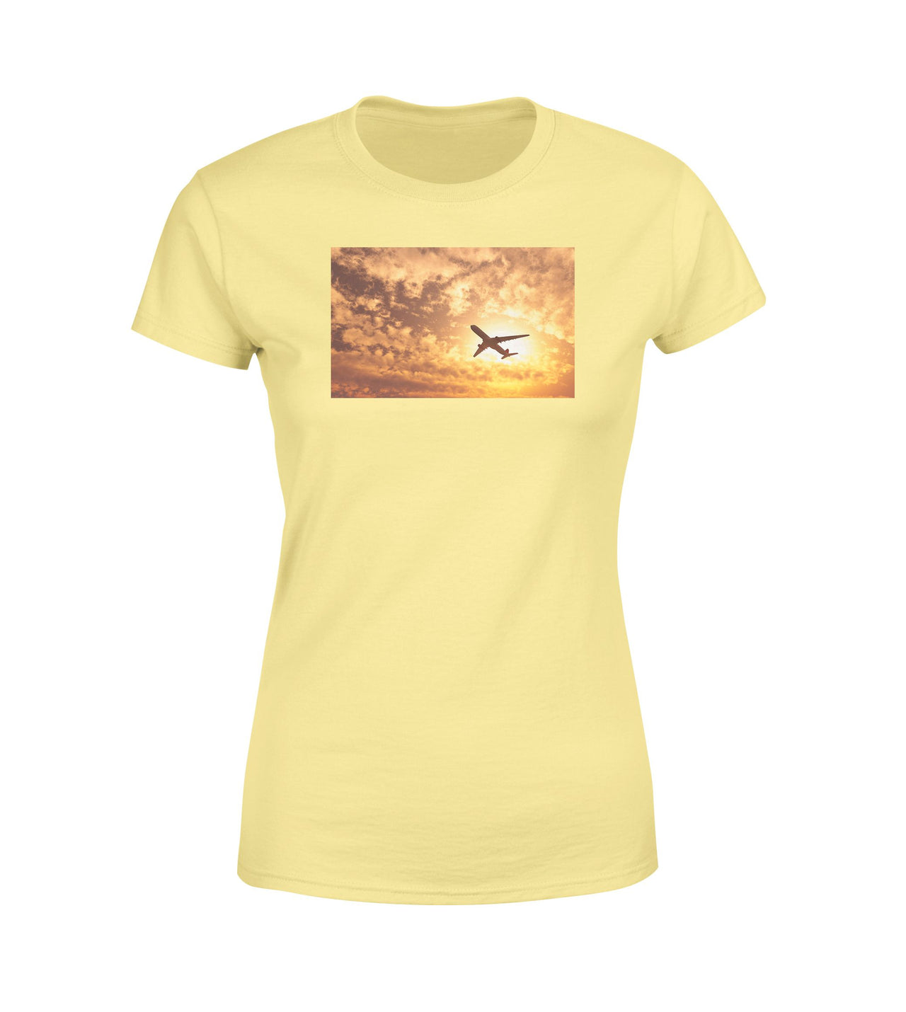 Plane Passing By Designed Women T-Shirts