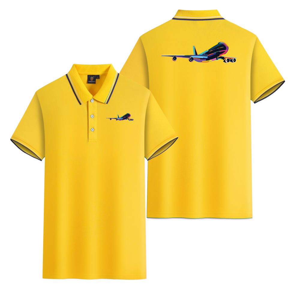 Multicolor Airplane Designed Stylish Polo T-Shirts (Double-Side)