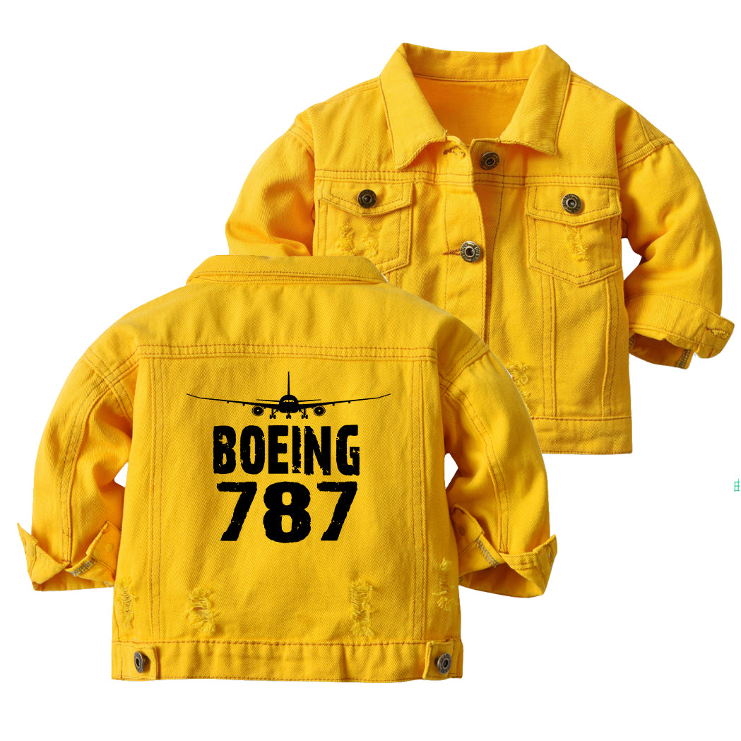 Boeing 787 & Plane Designed Children Denim Jackets