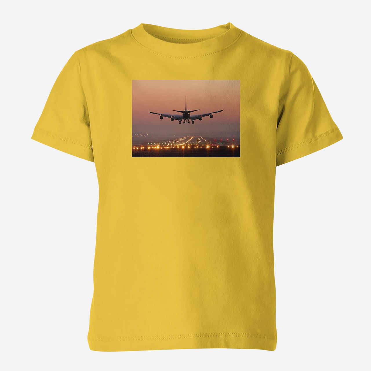 Landing Boeing 747 During Sunset Designed Children T-Shirts