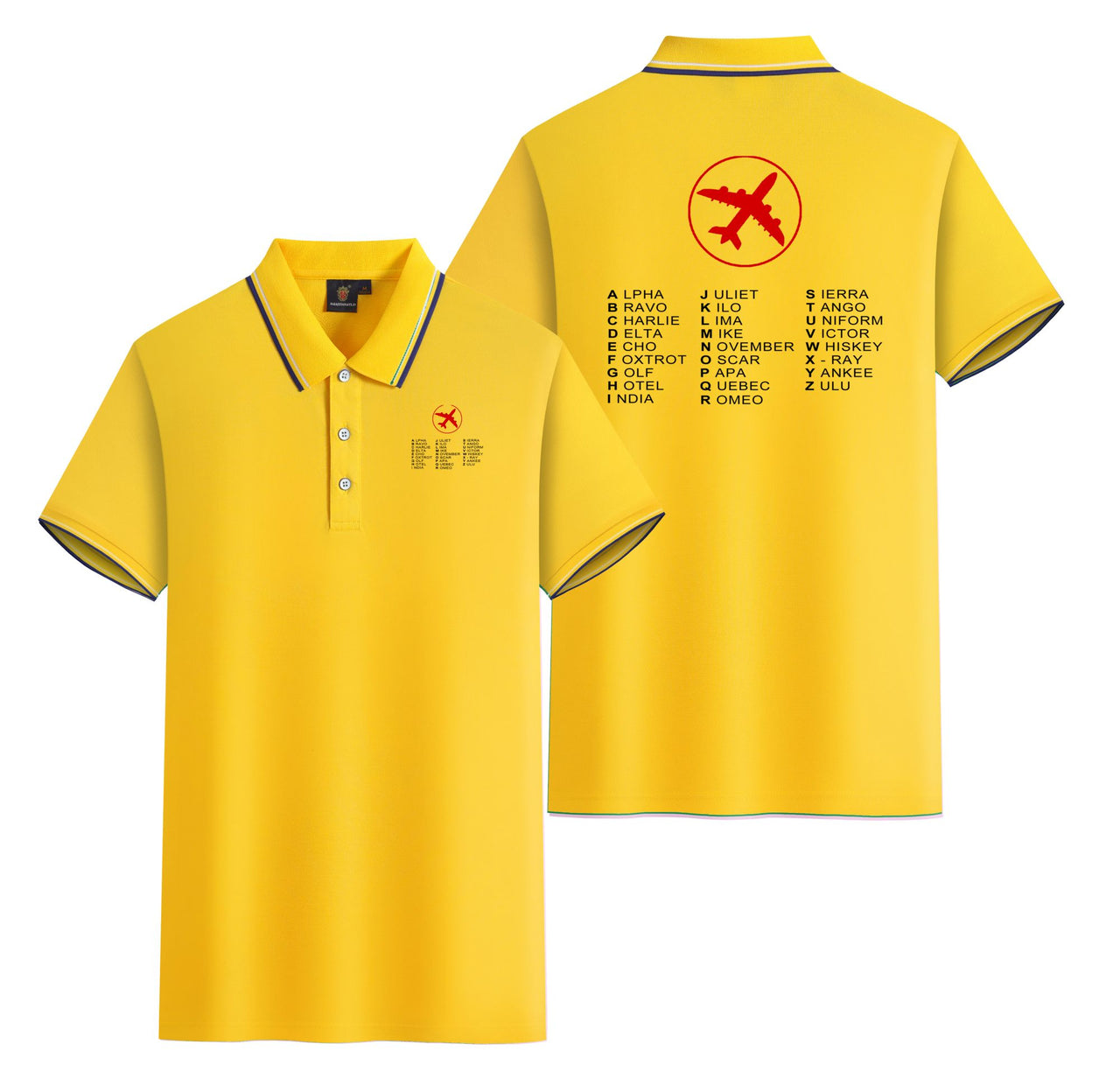 Aviation Alphabet 2 Designed Stylish Polo T-Shirts (Double-Side)