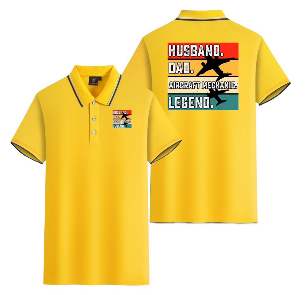 Husband & Dad & Aircraft Mechanic & Legend Designed Stylish Polo T-Shirts (Double-Side)