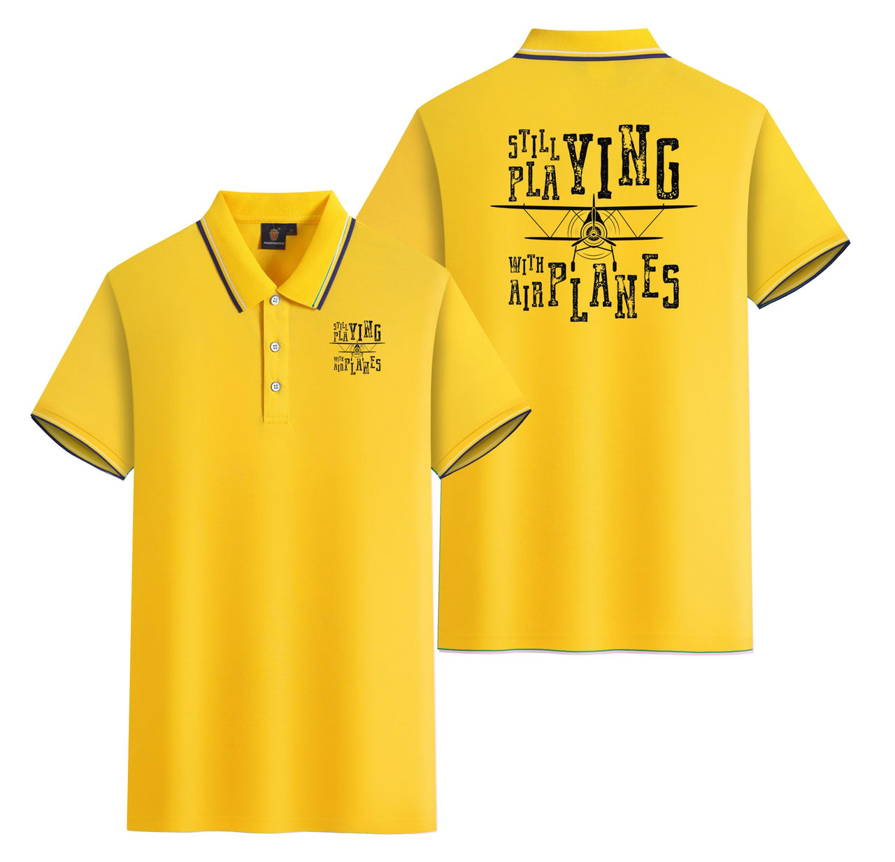 Still Playing With Airplanes Designed Stylish Polo T-Shirts (Double-Side)