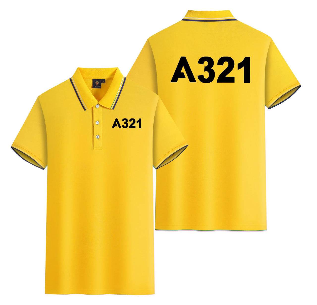 A321 Flat Text Designed Stylish Polo T-Shirts (Double-Side)