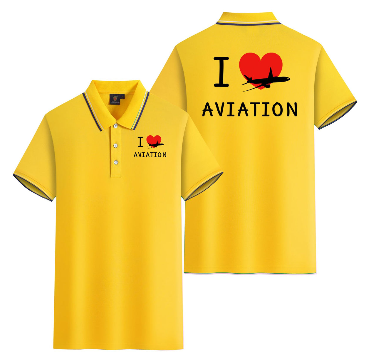 I Love Aviation Designed Stylish Polo T-Shirts (Double-Side)
