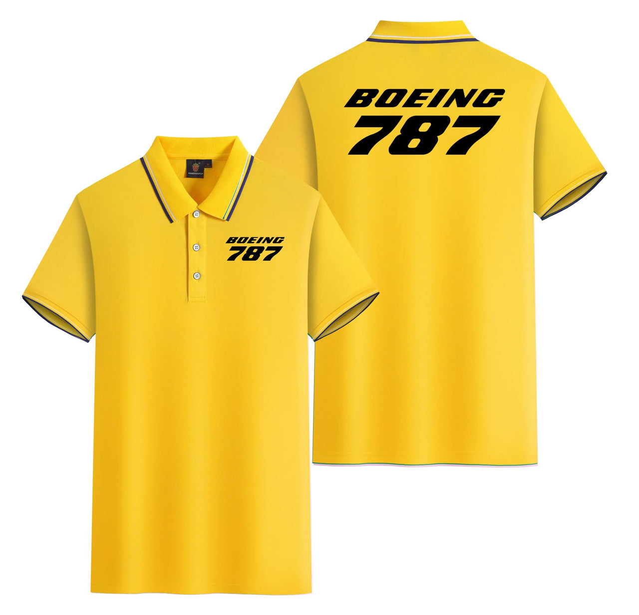 Boeing 787 & Text Designed Stylish Polo T-Shirts (Double-Side)