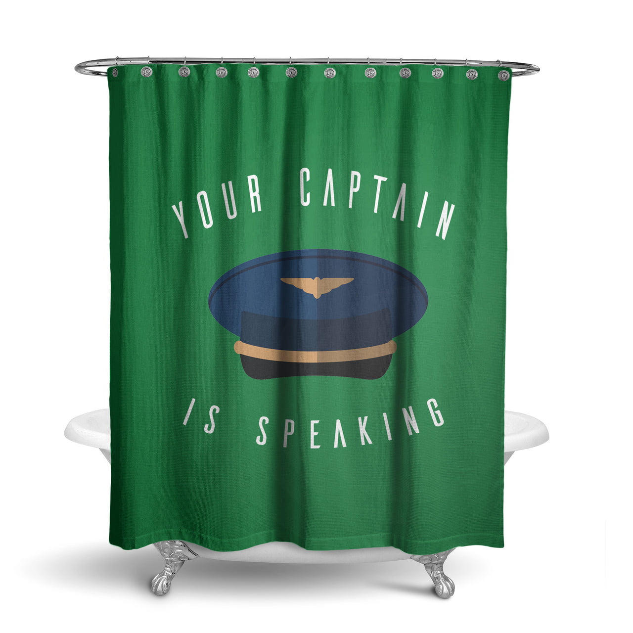 Your Captain Is Speaking Designed Shower Curtains