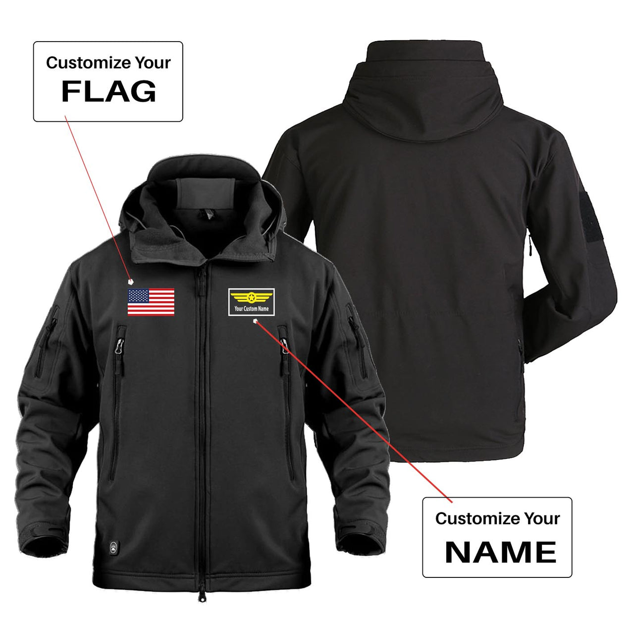 Custom Flag & Name with Badge Designed Military Jackets