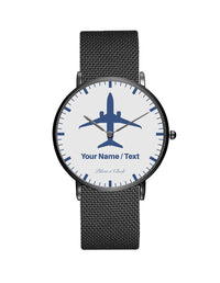 Thumbnail for Your Name / Text Printed Stainless Steel Strap Watches Pilot Eyes Store Black & Stainless Steel Strap 