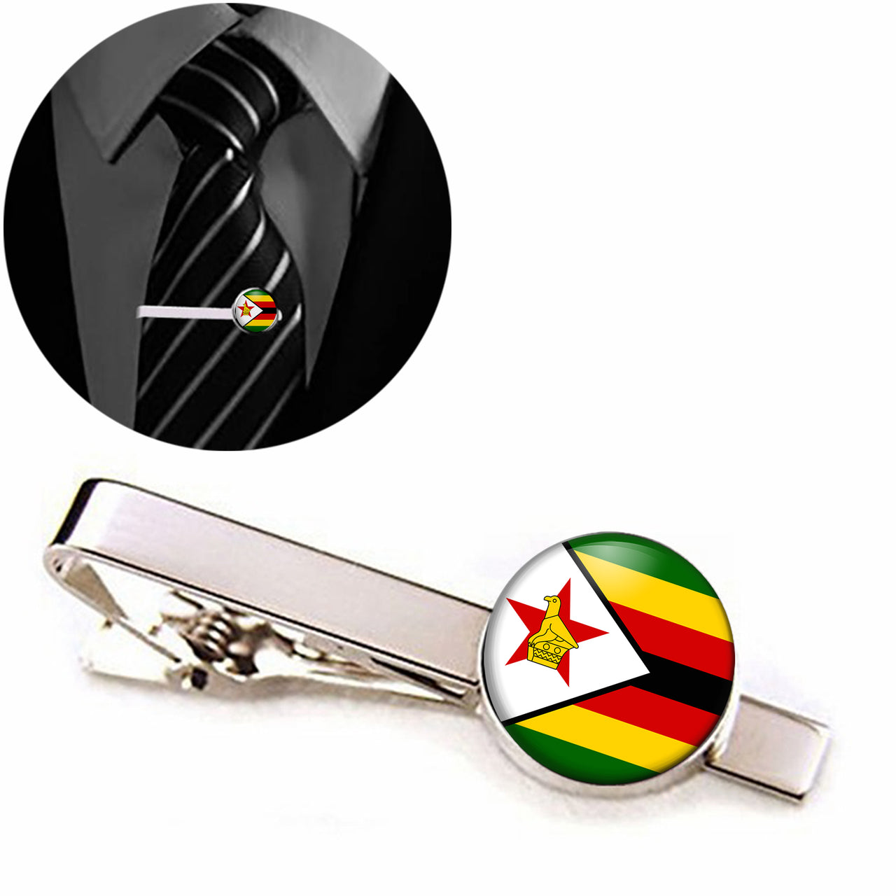Zimbabwe Flag Designed Tie Clips