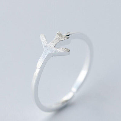 Adjustable Airplane Shaped aviation themed ring, stainless steel.