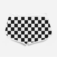 Thumbnail for Black & White Boxes Designed Women Beach Style Shorts