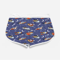 Thumbnail for Spaceship & Stars Designed Women Beach Style Shorts