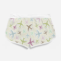 Thumbnail for Seamless 3D Airplanes Designed Women Beach Style Shorts