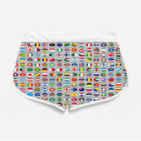 Thumbnail for 220 World's Flags Designed Women Beach Style Shorts