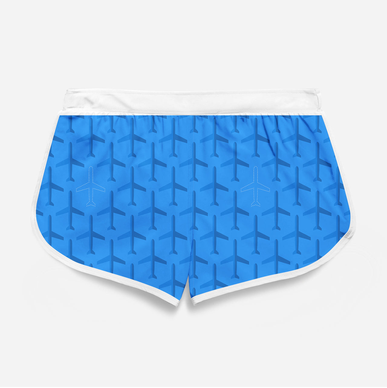 Blue Seamless Airplanes Designed Women Beach Style Shorts