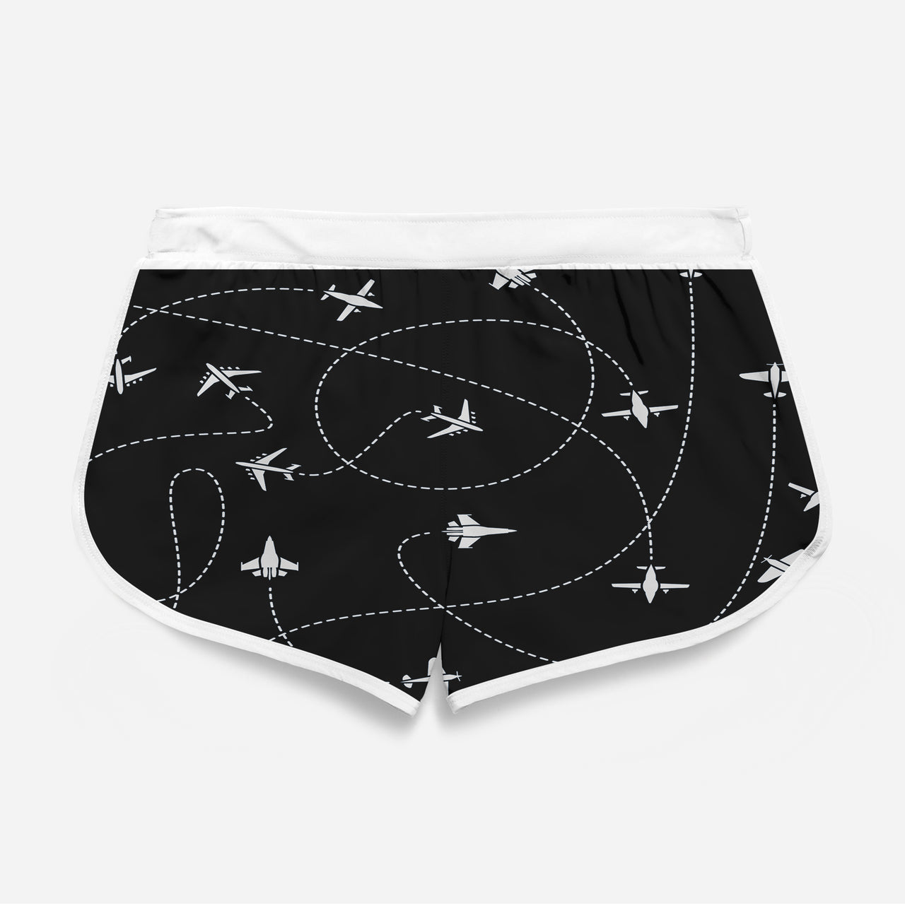 Travel The World By Plane (Black) Designed Women Beach Style Shorts
