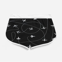 Thumbnail for Travel The World By Plane (Black) Designed Women Beach Style Shorts
